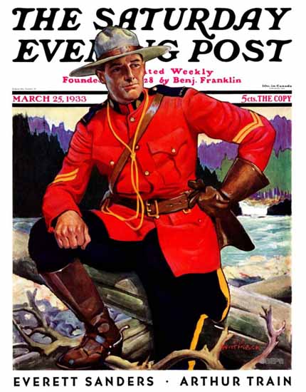 Edgar Franklin Wittmack Saturday Evening Post Mountie 1933_03_25 | The Saturday Evening Post Graphic Art Covers 1931-1969