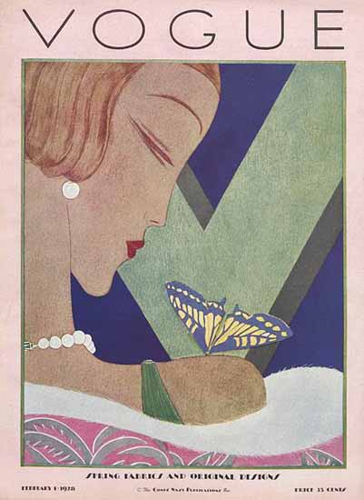 Eduardo Garcia Benito Vogue Cover 1928-02-01 Copyright | Vogue Magazine Graphic Art Covers 1902-1958