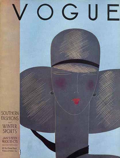 Eduardo Garcia Benito Vogue Cover 1929-01-05 Copyright | Vogue Magazine Graphic Art Covers 1902-1958