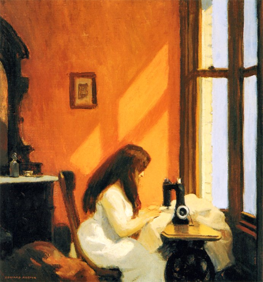 Edward Hopper Girl at a Sewing Machine 1921 | Edward Hopper Paintings, Aquarelles, Illustrations, Ads 1900-1966