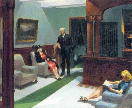 Edward Hopper Hotel Lobby 1943 | Edward Hopper Paintings, Aquarelles, Illustrations, Ads 1900-1966