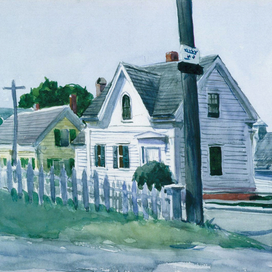 Edward Hopper White House with Dormer Window 1923 crop | Edward Hopper Paintings, Aquarelles, Illustrations, Ads 1900-1966