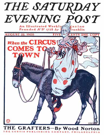 Edward Penfield Saturday Evening Post Circus comes to Town 1903_08_22 | The Saturday Evening Post Graphic Art Covers 1892-1930