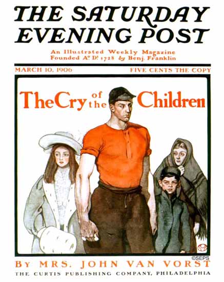 Edward Penfield Saturday Evening Post Cry of the Children 1906_03_10 | The Saturday Evening Post Graphic Art Covers 1892-1930