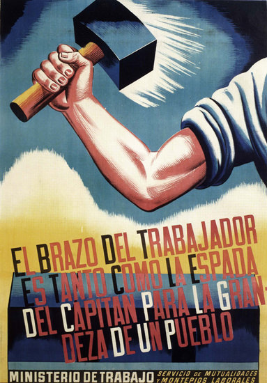 El Brazo Del Trabajador Spain Espana | Vintage War Propaganda Posters 1891-1970