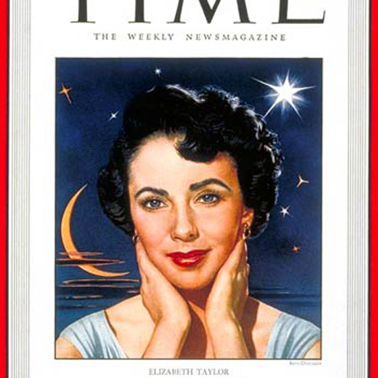 Elizabeth Taylor Time Magazine 1949-08 by Boris Chaliapin crop | Best of Vintage Cover Art 1900-1970