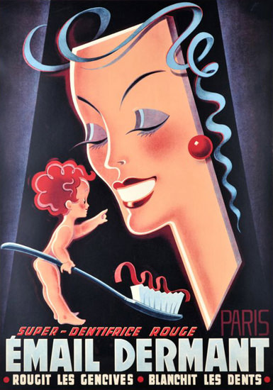 Email Dermant Super-Dentifrice Rouge Paris 1935 | Vintage Ad and Cover Art 1891-1970