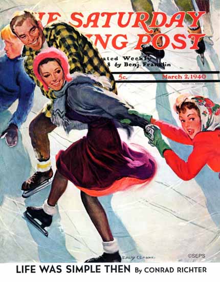 Emery Clarke Saturday Evening Post Crack the Whip 1940_03_02 | The Saturday Evening Post Graphic Art Covers 1931-1969