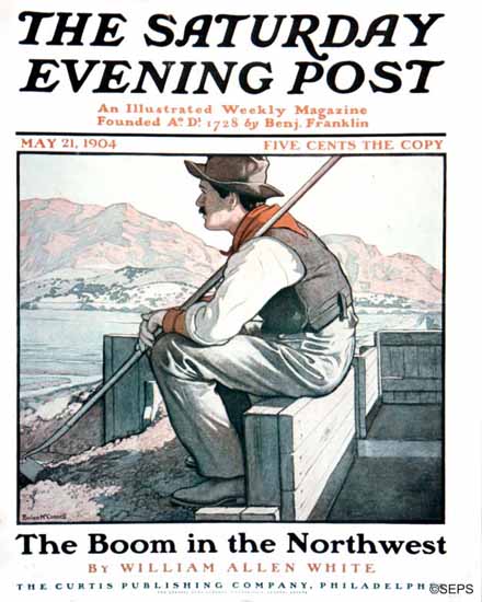 Emlen McConnell Saturday Evening Post Boom in Northwest 1904_05_21 | The Saturday Evening Post Graphic Art Covers 1892-1930