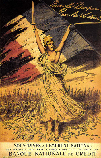 Emprunt Nationale France Pour Le Drapeau | Vintage War Propaganda Posters 1891-1970