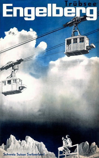 Engelberg Truebsee Aerial Passenger Tramway | Vintage Travel Posters 1891-1970