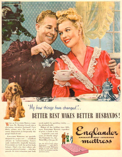 Englander Mattress Makes Better Husbands 1945 | Sex Appeal Vintage Ads and Covers 1891-1970