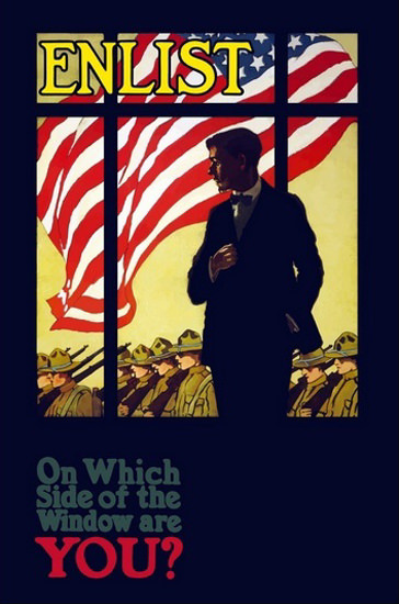 Enlist On Which Side Of The Window Are You | Vintage War Propaganda Posters 1891-1970