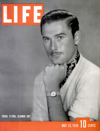 Errol Flynn Glamor Boy 23 May 1938 Copyright Life Magazine | Life Magazine BW Photo Covers 1936-1970