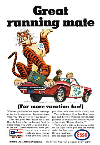 Esso Tiger Great Running Mate 1968 | Vintage Ad and Cover Art 1891-1970