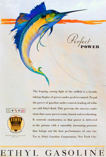 Ethyl Gasoline 1931 Perfect Power | Vintage Ad and Cover Art 1891-1970