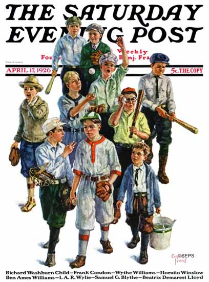 Eugene Iverd Saturday Evening Post Baseball 1926_04_17 | The Saturday Evening Post Graphic Art Covers 1892-1930