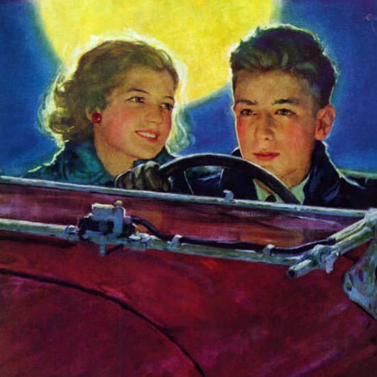 Eugene Iverd Saturday Evening Post Car Ride 1933_01_07 Copyright crop | Best of 1930s Ad and Cover Art