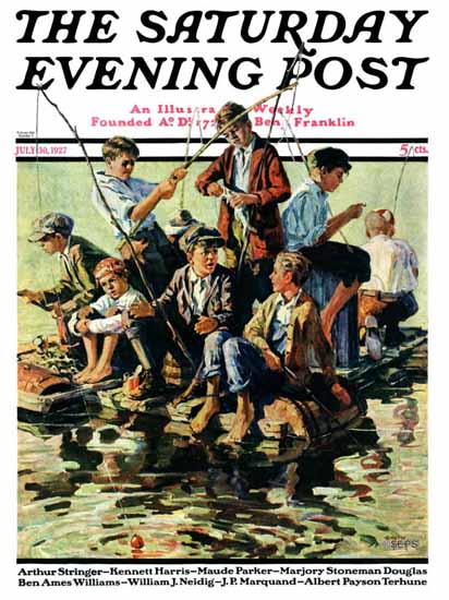 Eugene Iverd Saturday Evening Post Fishing 1927_07_30 | The Saturday Evening Post Graphic Art Covers 1892-1930