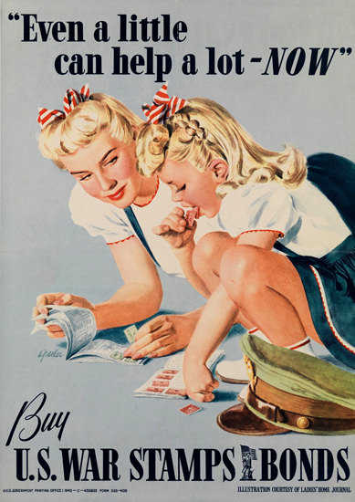 Even a Little Can Help A Lot Now Buy US Stamps | Vintage War Propaganda Posters 1891-1970