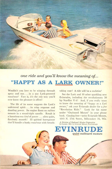 Evinrude Outboard Motors 1958 | Vintage Ad and Cover Art 1891-1970