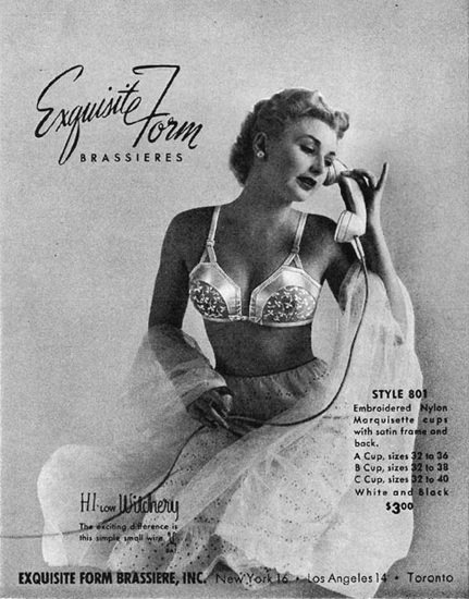 1950s vintage brassiere AD for EXQUISITE FORM BRAS with X appeal 062021