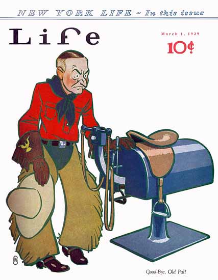 FG Cooper Life Magazine Good-Bye Old Pal 1929-03-01 Copyright | Life Magazine Graphic Art Covers 1891-1936