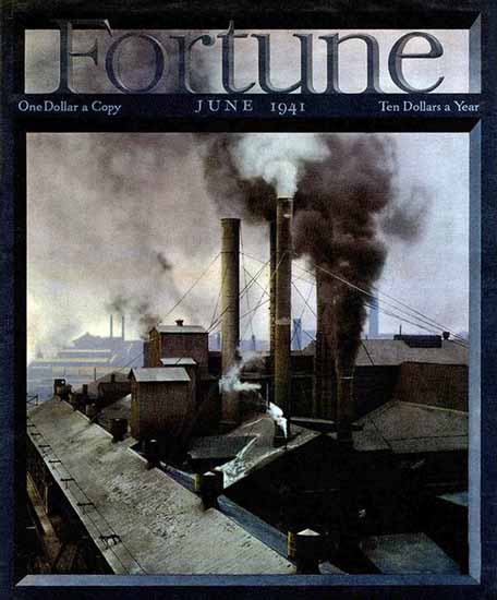 Factory Chimneys Fortune Magazine June 1941 Copyright | Fortune Magazine Graphic Art Covers 1930-1959