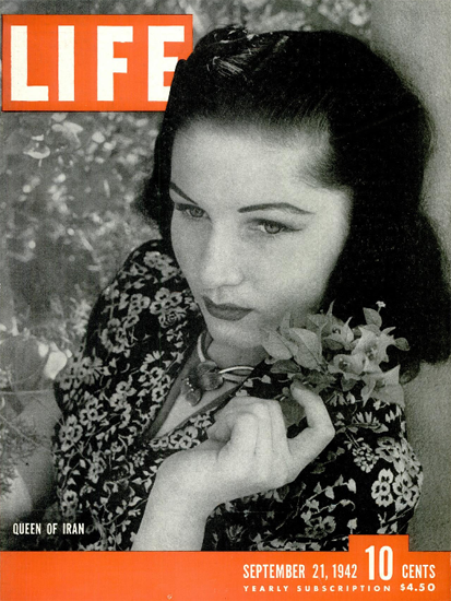 Fawzia Fuad Queen of Iran 21 Sep 1942 Copyright Life Magazine | Life Magazine BW Photo Covers 1936-1970