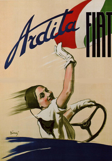 Fiat Ardila Italia Girl Steering Wheel Italy | Sex Appeal Vintage Ads and Covers 1891-1970