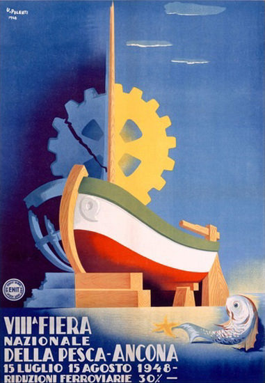 Fiera Nazionale Della Pesca Ancona Italia 1948 | Vintage Ad and Cover Art 1891-1970