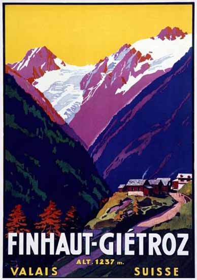 Finhaut Gietroz 1237m Valais Suisse 1934 | Vintage Travel Posters 1891-1970