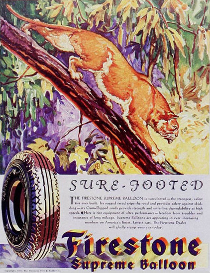 Firestone Sure Footed Supreme Balloon 1930s | Vintage Ad and Cover Art 1891-1970