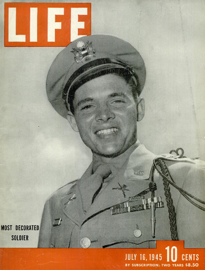 First Lieutenant Audie Murphy 16 Jul 1945 Copyright Life Magazine | Life Magazine BW Photo Covers 1936-1970