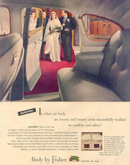 Fisher Body On GM Cars Wedding 1948 | Vintage Ad and Cover Art 1891-1970