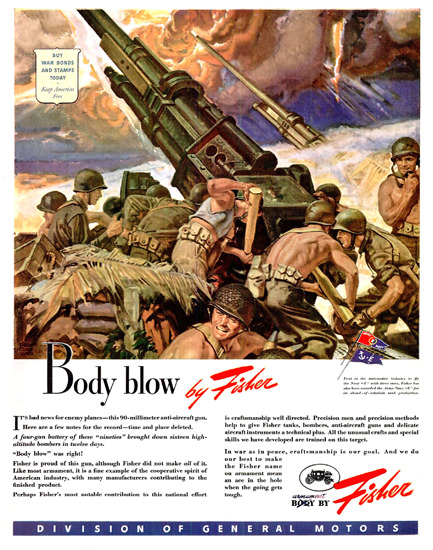 Fisher General Motors Body Blow | Vintage War Propaganda Posters 1891-1970