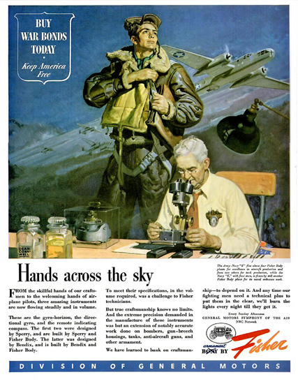 Fisher General Motors Hands Across The Sky | Vintage War Propaganda Posters 1891-1970