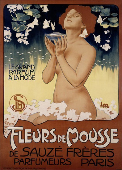 Fleur De Mousse Sauze Freres Parfumeurs Paris | Sex Appeal Vintage Ads and Covers 1891-1970