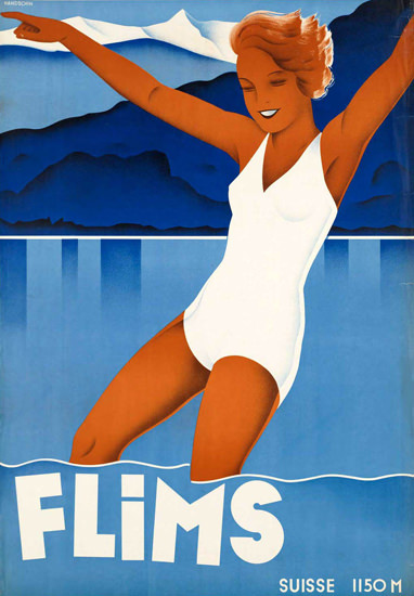 Flims Suisse 1150m Switzerland 1930s | Sex Appeal Vintage Ads and Covers 1891-1970