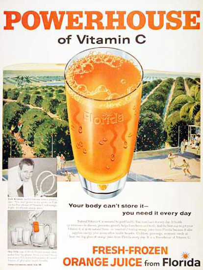 Florida Orange Juice 1959 Fresh-Frozen | Vintage Ad and Cover Art 1891-1970