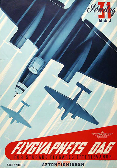 Flygvapnets Dag Aftontidningen 1942 | Vintage War Propaganda Posters 1891-1970