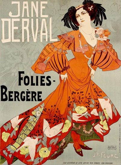 Folies Bergere Jane Derval Georges De Feure | Sex Appeal Vintage Ads and Covers 1891-1970