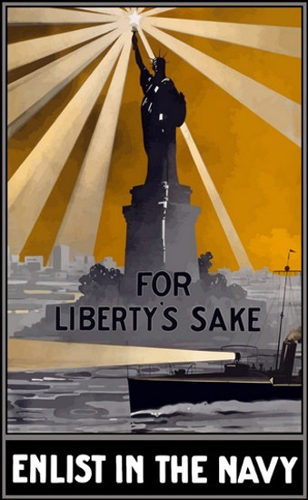 For Libertys Sake Enlist in The Navy Liberty | Vintage War Propaganda Posters 1891-1970