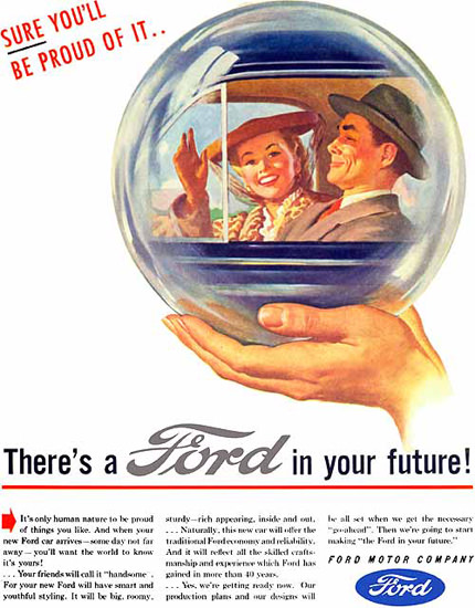 Ford In Your Future Crystal Ball Couple 1945 | Vintage Cars 1891-1970