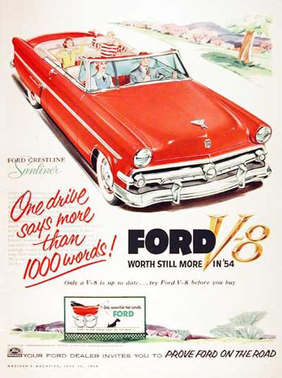 Ford Sunliner V8 More Than 1000 Words 1954 | Vintage Cars 1891-1970