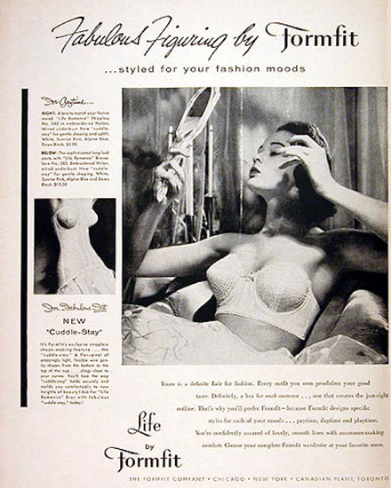 Formfit Brassiere 1956 Fabulous Figuring | Sex Appeal Vintage Ads and Covers 1891-1970