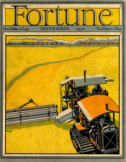 Fortune Magazine Cover Copyright 1930 Harvester Train | Vintage Ad and Cover Art 1891-1970