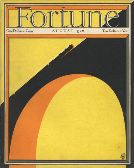 Fortune Magazine Cover Copyright 1932 Train On Bridge | Vintage Ad and Cover Art 1891-1970