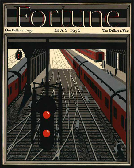 Fortune Magazine Cover Copyright 1936 Train Main Station | Vintage Ad and Cover Art 1891-1970