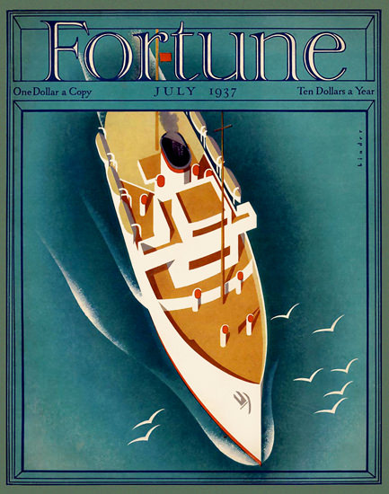 Fortune Magazine Cover Copyright 1937 Passenger Liner | Vintage Ad and Cover Art 1891-1970